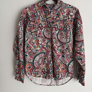 Vintage Wrangler Shirt Button Down Southwestern Western Tribal Aztec Women's M